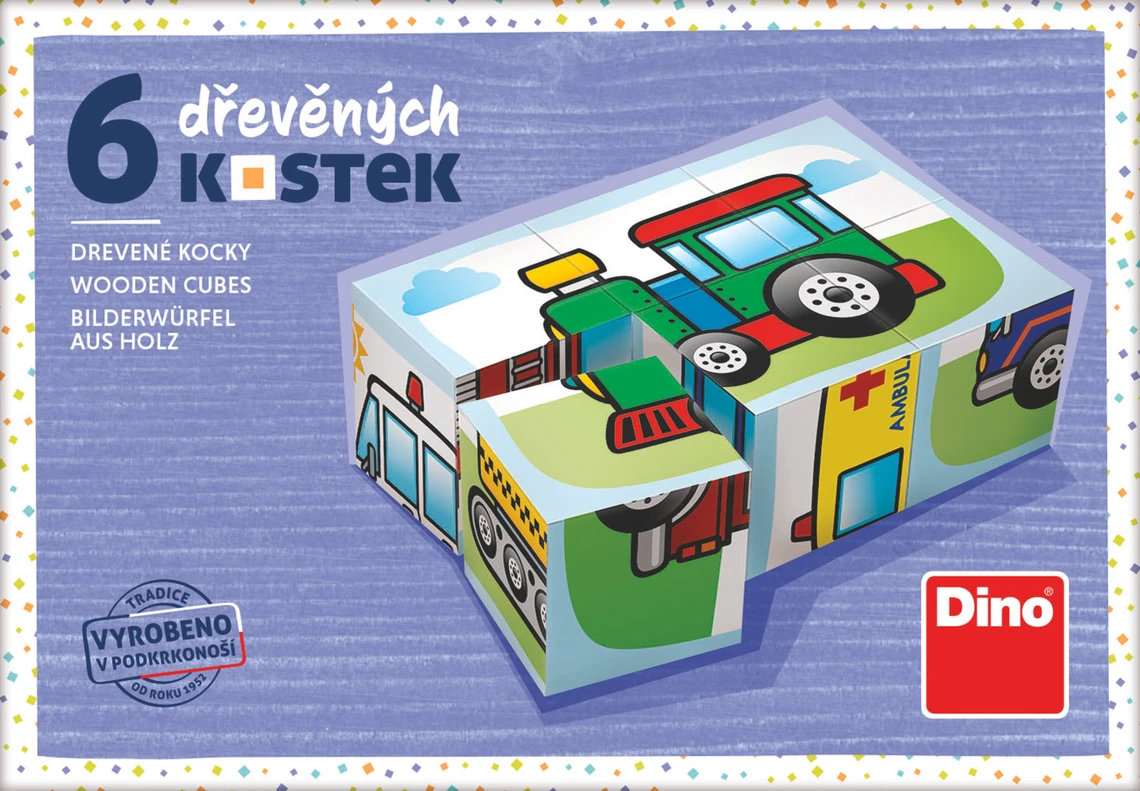 Dřevěné kostky Doprava – 6 kostek - slide 2