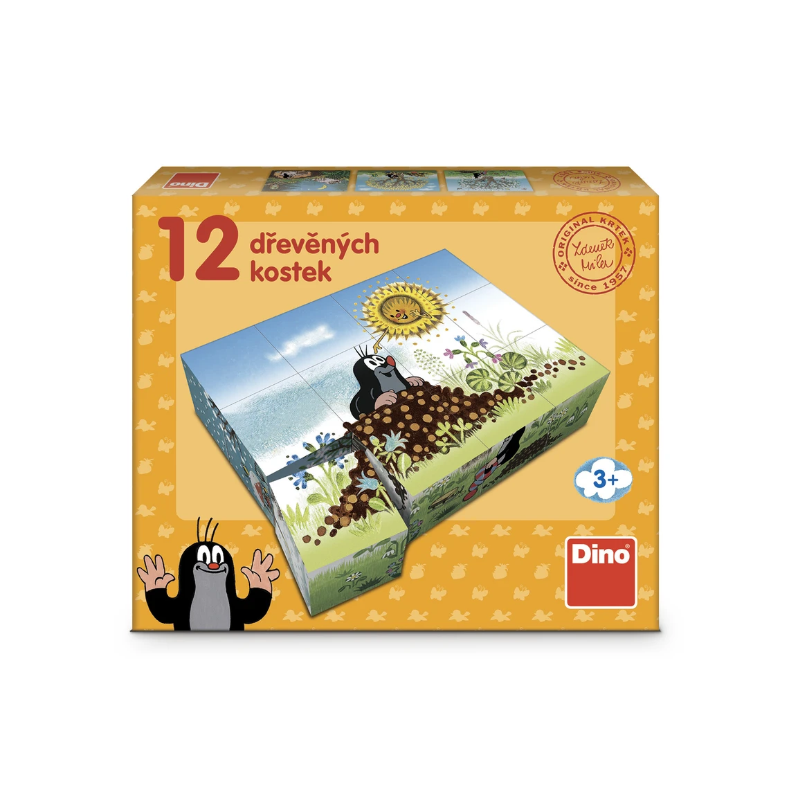 Dřevěné licenční kostky Krtkův rok – 12 kostek - slide 1