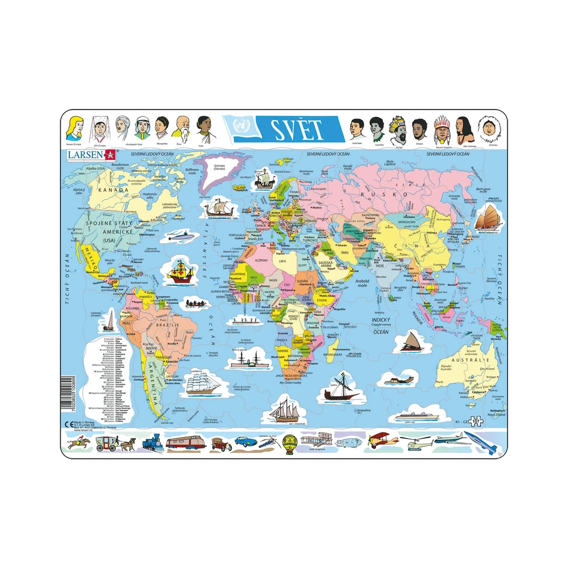 Svět politická mapa - Vzdělávací puzzle - slide 0