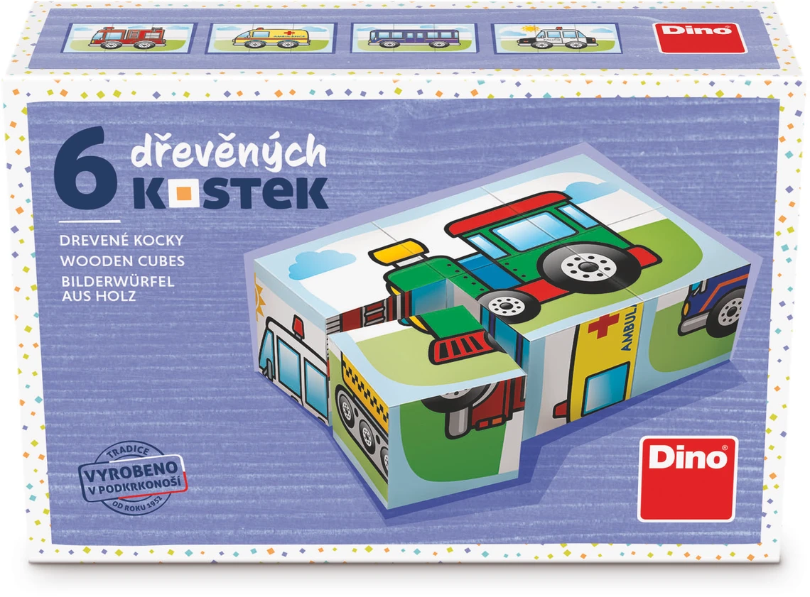 Dřevěné kostky Doprava – 6 kostek - slide 1