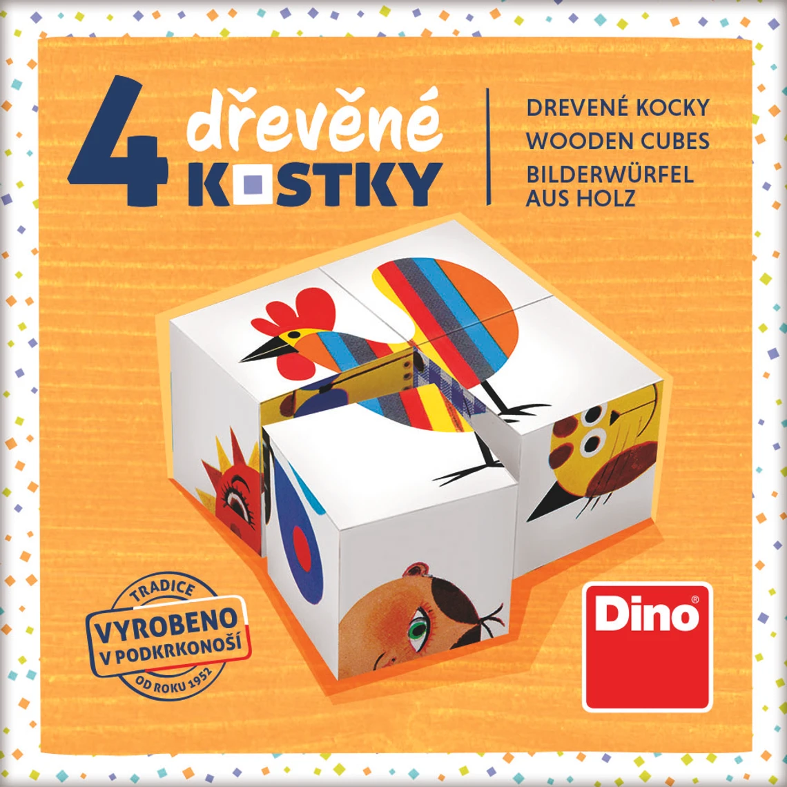 Dřevěné kostky Kohout – 4 kostky - slide 2