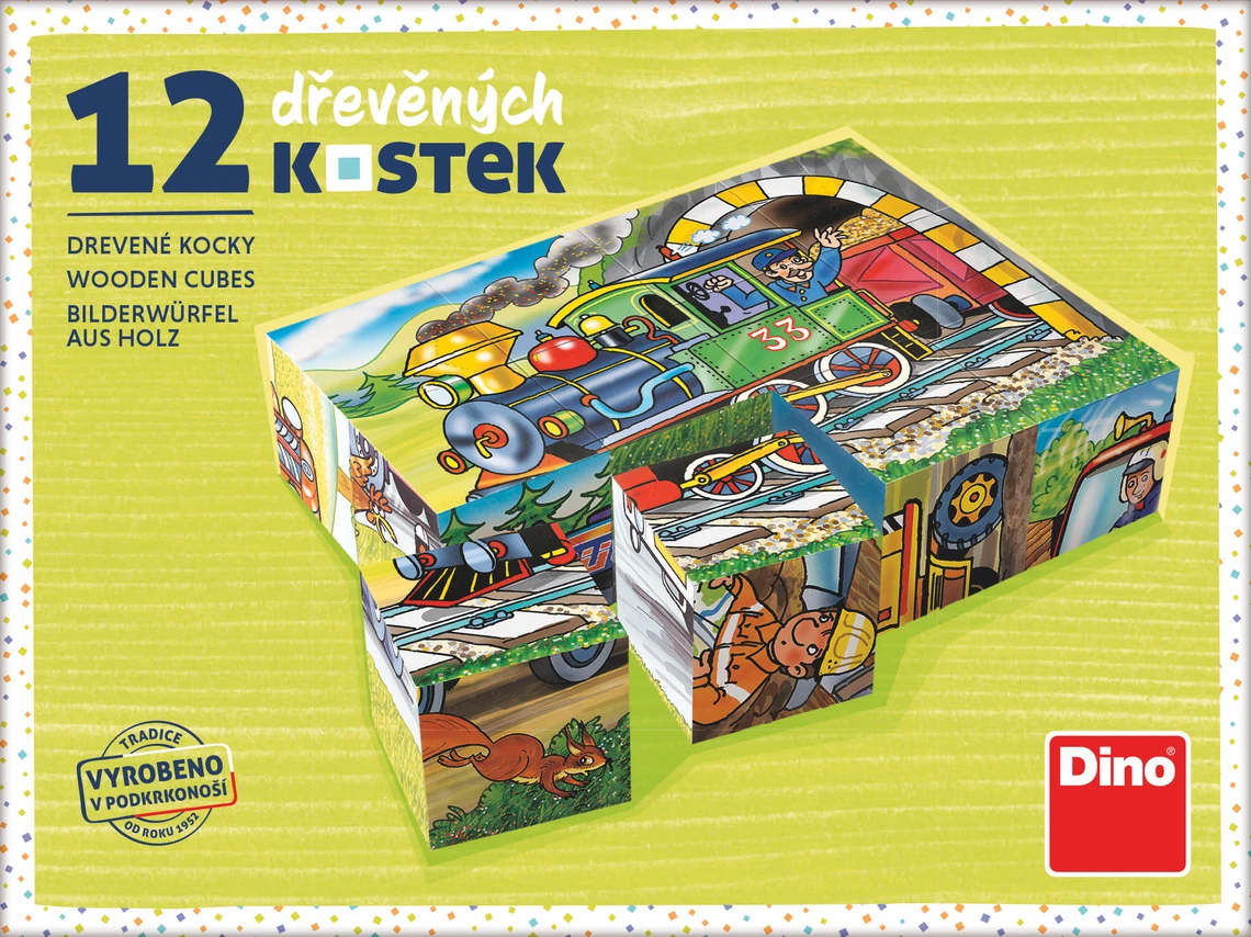 Dřevěné kostky Mašinka – 12 kostek - slide 2