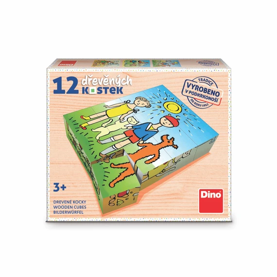 Dřevěné kostky Pejsek a kočička – 12 kostek - slide 1