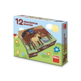 Dřevěné lic. kostky Domácí zvířátka – 12 kostek