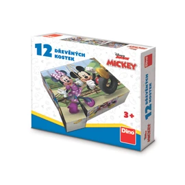 Dřevěné licenční kostky Mickey Mouse – 12 kostek