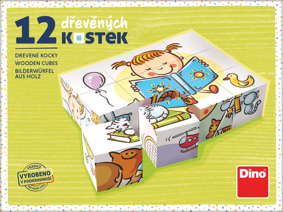 Dřevěné kostky Hezký den – 12 kostek - slide 2