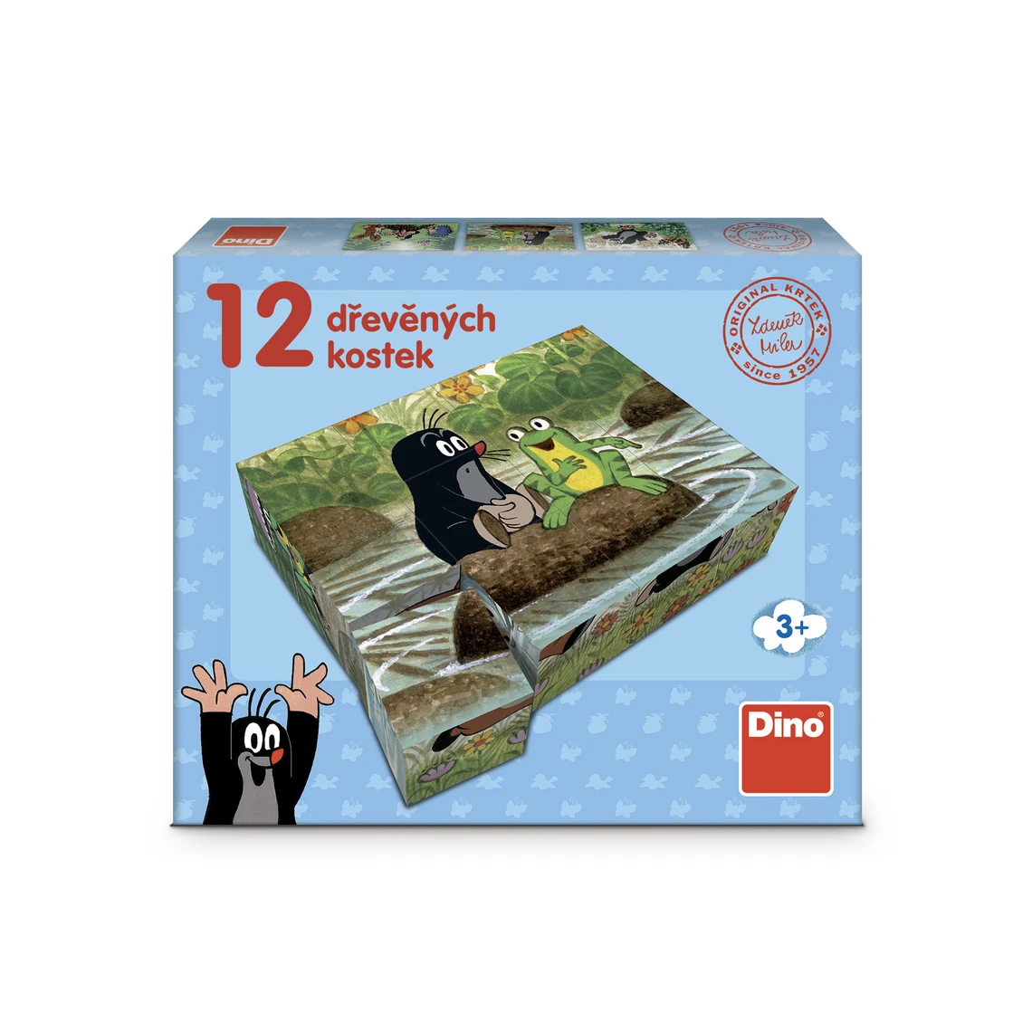 Dřevěné lic. kostky Krtek a zvířátka – 12 kostek - slide 1