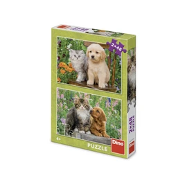 Puzzle Pejsek a kočička na zahradě 2x48 dílků